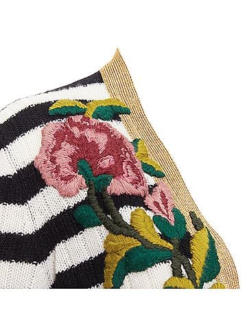 Gucci GUCCI Michele black white cashmere wool flower embroidered gold cardigan XXS (view 2)