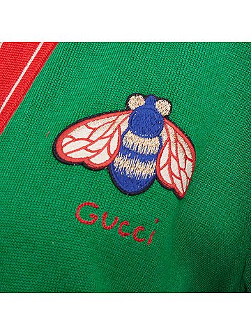 Gucci GUCCI Michele green cotton cashmere Bee embroidered cardigan XXS (view 2)