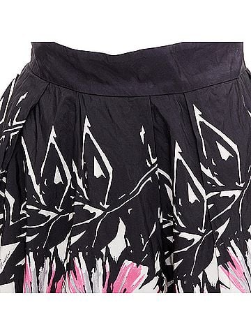 Gucci GUCCI 2007 100% silk black cream abstract floral flared bubble skirt IT40 M (view 2)