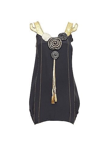 Tsumori Chisato TSUMORI CHISATO gold leather black 100% silk cactus strap dress JP2 M (view 1)