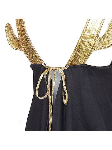 Tsumori Chisato TSUMORI CHISATO gold leather black 100% silk cactus strap dress JP2 M (view 2)