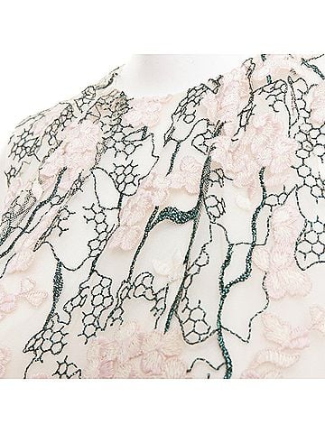 Giambattista Valli GIAMBATTISTA VALLI pink metallic green floral embroidered treillage top IT40 XS (view 2)