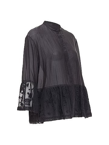 The Row The Row fringed embroidered lace peplum shirt (view 1)