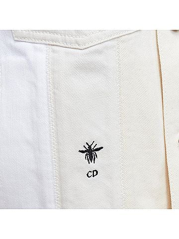 Christian Dior CHRISTIAN DIOR white denim CD bee logo trucker cropped jacket FR40 L (view 2)