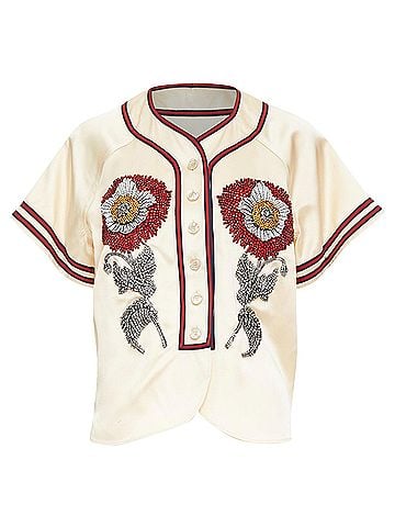 Gucci rare GUCCI 2016 Runway Crystal Rhinestone flower Loved baseball shirt IT38 XS (view 1)