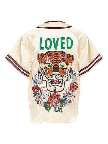 Gucci rare GUCCI 2016 Runway Crystal Rhinestone flower Loved baseball shirt IT38 XS (view 2)