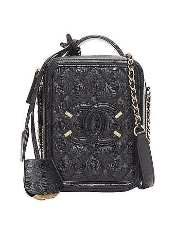 Chanel Chanel N/S Vanity Vertical black filigree gold CC logo small crossbody bag (view 1)