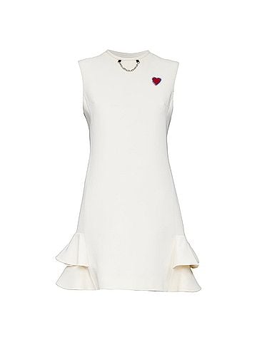 Louis Vuitton LOUIS VUITTON 2021 Game On ivory wool silk red Heart Logo ruffle dress FR36 S (view 1)