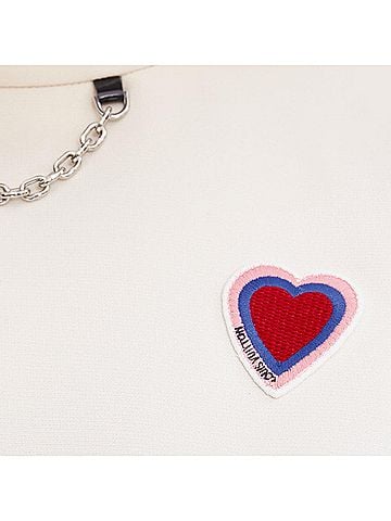Louis Vuitton LOUIS VUITTON 2021 Game On ivory wool silk red Heart Logo ruffle dress FR36 S (view 2)