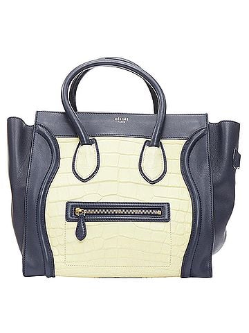 Céline Celine Phoebe Philo Medium Luggage cream black embossed tote bag (view 1)
