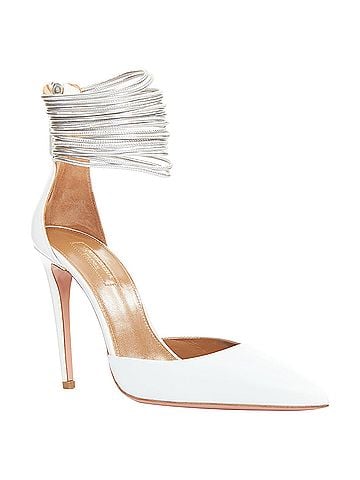 Aquazzura Aquazzura Hello Lover 105 white calf silver corded ankle strap pumps EU37.5 (view 2)