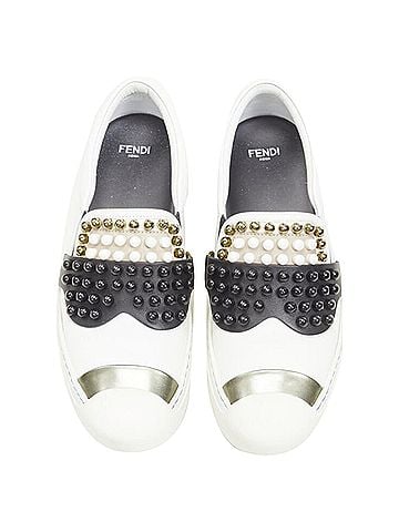 Fendi Fendi Karl Loves studded Karlito white leather skate sneakers EU36.5 (view 1)