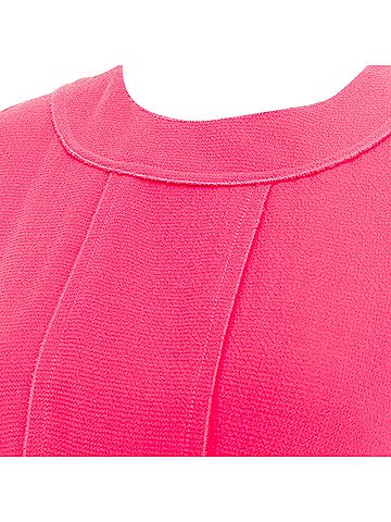 Oscar De La Renta OSCAR DE LA RENTA F10 pink wool panelled round neck pleated A-line dress US2 S (view 2)