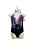 Op Stripes Black Red Blue One Piece Swimsuit Size XL - photo 1