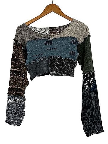 Urban Outfitters Urban Renewal Remade Vintage Spliced Knit Shrug Pullover Sweater (view 1)
