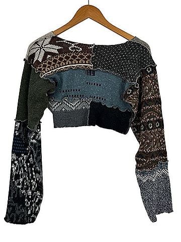Urban Outfitters Urban Renewal Remade Vintage Spliced Knit Shrug Pullover Sweater (view 2)