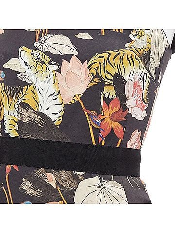 ETRO ETRO 2020 black brown water lily tiger print sheath dress IT38 XS (view 2)