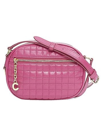 Céline Celine Hedi Slimane C Charm pink quilted small crossbody camera bag (view 1)