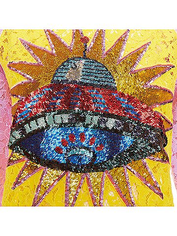 Gucci GUCCI multicolor lace UFO sunburst sequin applique pullover sweater top XS (view 2)