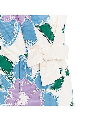 Prada Prada overstitch patchwork floral bow dress (view 2)