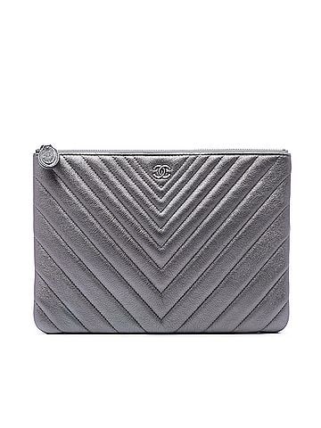 Chanel Medium Chevron Metallic Calfskin O Case Clutch (view 1)