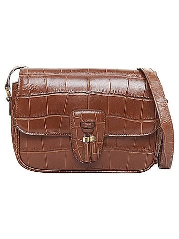 Céline Celine Medium Tassel brown embossed cow hide leather fringed crossbody bag (view 1)