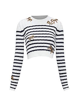 Mario Valentino Valentino virgin wool sequin ribbon striped crop sweater (view 1)