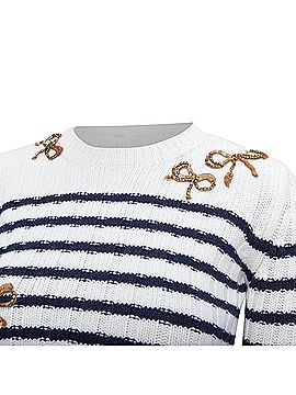 Mario Valentino Valentino virgin wool sequin ribbon striped crop sweater (view 2)