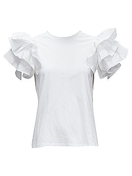 Alexander McQueen Alexander McQueen cotton ruffle sleeve crew neck t-shirt (view 1)