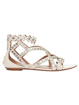 Alaïa Alaia silver square studded nude leather flat gladiator sandals (view 1)