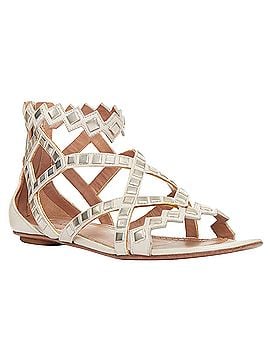 Alaïa Alaia silver square studded nude leather flat gladiator sandals (view 2)