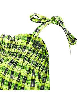Ganni Ganni Checked Seersucker Ruffle Tie Shoulder Crop Top (view 2)