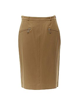 Hermès Hermes wool blend leather Sellier zipper pocket pencil skirt (view 1)
