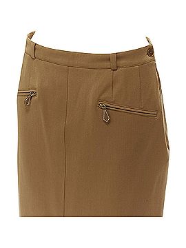 Hermès Hermes wool blend leather Sellier zipper pocket pencil skirt (view 2)