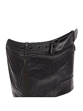 Acne Acne Studios Mimi tumbled lamb leather biker asymmetric skirt (view 2)