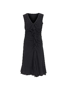 Prada Prada Vintage silk ruched ruffle front V neck dress (view 1)