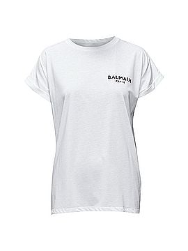 Balmain BALMAIN signature logo print cuffed sleeves cotton tshirt (view 1)