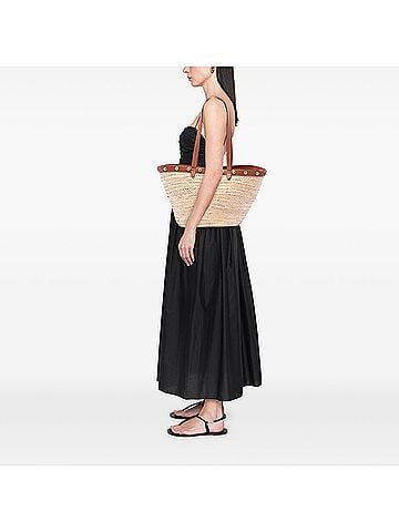 Céline Large Raffia Classic Studded Panier Tote (view 2)