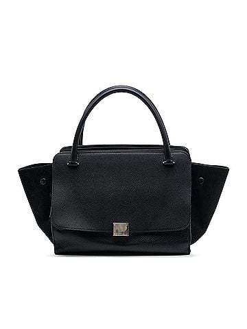 Céline Medium Drummed Calfskin and Suede Trapeze Double Zip Satchel (view 1)