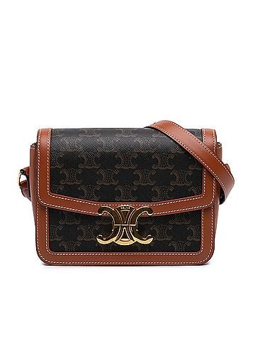 Céline Teen Triomphe Coated Canvas and Calfskin Triomphe Crossbody (view 1)