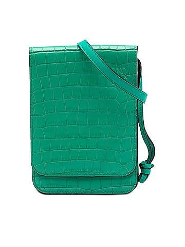Loewe Croc Embossed Leather Anagram Gusset Flat Crossbody (view 1)