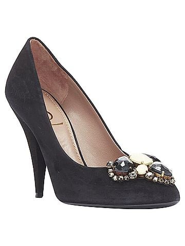 Saint Laurent Yves Saint Laurent Charlie suede rhinestone jewel heel pump (view 2)