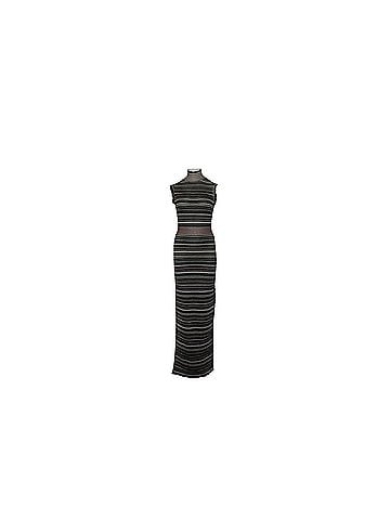 Herve Leger Herve Leger Mock Neck Maxi Dress in Metallic Polyester (view 1)