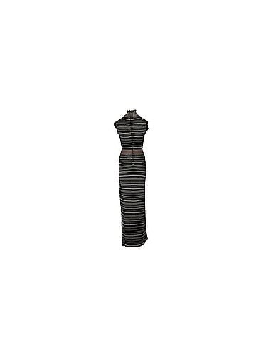 Herve Leger Herve Leger Mock Neck Maxi Dress in Metallic Polyester (view 2)