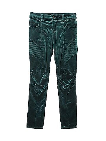 Pierre Balmain Pierre Balmain Slim Fit Trousers in Green Velvet (view 1)