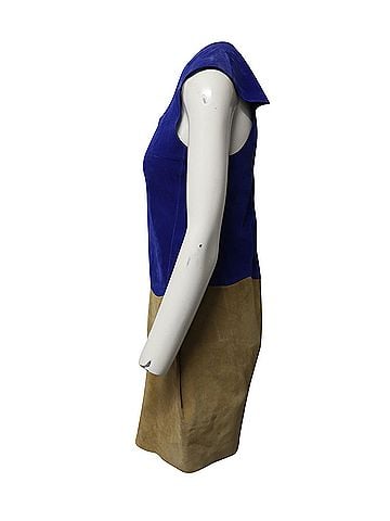 Victoria Beckham Victoria Beckham Paneled Mini Dress in Multicolor Suede (view 2)