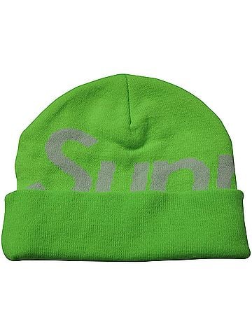 Common Projects Supreme Big Logo Beanie in Neon Green Cotton (view 2)