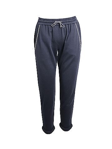 Brunello Cucinelli Brunello Cucinelli Drawstring Tapered Sweatpants in Navy Cotton (view 1)