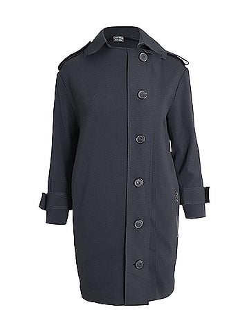 Lanvin Lanvin Button-Front Trench Coat in Black Polyester (view 1)
