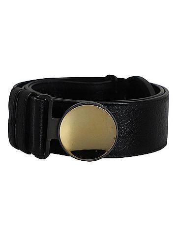 Bottega Veneta Bottega Veneta Round Buckle Belt in Black Leather (view 1)
